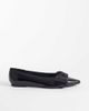 ASOS DESIGN ASOS DESIGN Wide Fit Langston bow pointed ballet flats in black - 1