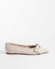 ASOS DESIGN ASOS DESIGN Wide Fit Langston bow trim pointed toe ballet flats in natural-Neutral - 1