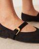 ASOS DESIGN ASOS DESIGN Wide Fit Leah Mary Jane ballet flats in black suedette - 4
