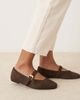 ASOS DESIGN ASOS DESIGN Wide Fit Leah mary jane ballet flats in chocolate suedette-Brown - 1