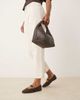 ASOS DESIGN ASOS DESIGN Wide Fit Leah mary jane ballet flats in chocolate suedette-Brown - 4