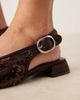 ASOS DESIGN ASOS DESIGN Wide Fit Leonora sequin slingback ballet flats in chocolate-Brown - 4