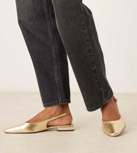 ASOS DESIGN ASOS DESIGN Wide Fit Logan slingback ballet flats in gold