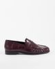 ASOS DESIGN ASOS DESIGN Wide Fit Minnie ruched detailing loafers in burgundy croc-Red - 1
