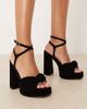 ASOS DESIGN ASOS DESIGN Wide Fit Nutshell knotted platform block heel sandals in black velvet - 1