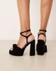 ASOS DESIGN ASOS DESIGN Wide Fit Nutshell knotted platform block heel sandals in black velvet - 4