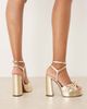 ASOS DESIGN ASOS DESIGN Wide Fit Nutshell knotted platform block heel sandals in gold - 4