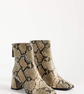 ASOS DESIGN ASOS DESIGN Wide Fit Rafe block heel ankle boots in snake-Multi