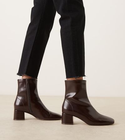 ASOS DESIGN ASOS DESIGN Wide Fit Relay smart heeled ankle boots in chocolate-Brown