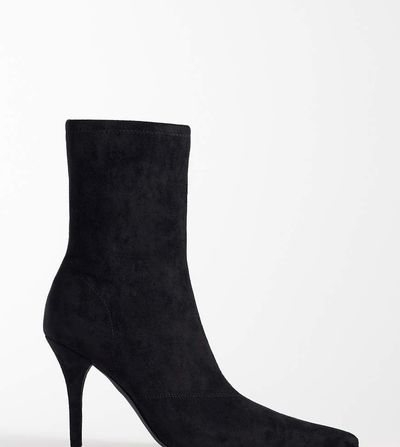 ASOS DESIGN ASOS DESIGN Wide Fit Rina high stiletto sock ankle boots in black