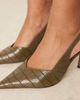 ASOS DESIGN ASOS DESIGN Wide Fit Sabrina slingback stiletto heel shoes in olive croc-Multi - 4