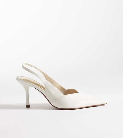 ASOS DESIGN ASOS DESIGN Wide Fit Sabrina slingback stiletto heels in ivory-White
