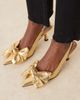 ASOS DESIGN ASOS DESIGN Wide Fit Saffron bow detail mid heel shoes in gold - 2