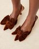 ASOS DESIGN ASOS DESIGN Wide Fit Saffron bow detail mid heeled shoes in rust velvet-Brown - 2
