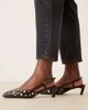ASOS DESIGN ASOS DESIGN Wide Fit Shadow embellished chisel toe slingback mid heel shoes in chocolate-Brown - 1