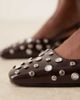ASOS DESIGN ASOS DESIGN Wide Fit Shadow embellished chisel toe slingback mid heel shoes in chocolate-Brown - 4