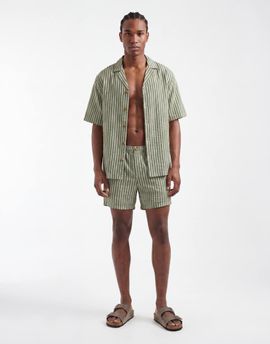 ASOS DESIGN ASOS DESIGN wide fit shorts in short length in green stripes - part of a set-Multi