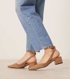 ASOS DESIGN ASOS DESIGN Wide Fit Sienna mid block heel shoes in taupe suedette-Blonde