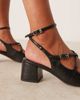 ASOS DESIGN ASOS DESIGN Wide Fit Simone buckle strap detail mid block heel shoes in black croc - 2
