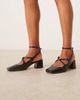 ASOS DESIGN ASOS DESIGN Wide Fit Simone buckle strap detail mid block heel shoes in black croc - 4