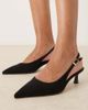 ASOS DESIGN ASOS DESIGN Wide Fit Skip slingback kitten heel shoes in black suedette - 1
