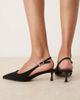 ASOS DESIGN ASOS DESIGN Wide Fit Skip slingback kitten heel shoes in black suedette - 3