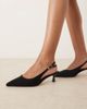 ASOS DESIGN ASOS DESIGN Wide Fit Skip slingback kitten heel shoes in black suedette - 4