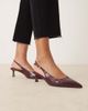 ASOS DESIGN ASOS DESIGN Wide Fit Skip slingback kitten heel shoes in burgundy patent-Red - 2