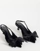 ASOS DESIGN ASOS DESIGN Wide Fit Stardust bow detail slingback kitten heels in black velvet - 1