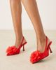 ASOS DESIGN ASOS DESIGN Wide Fit Sunrise corsage slingback mid heeled shoes in red - 1