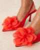 ASOS DESIGN ASOS DESIGN Wide Fit Sunrise corsage slingback mid heeled shoes in red - 3