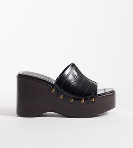 ASOS DESIGN ASOS DESIGN Wide Fit Tara wedge sandals in black