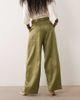 ASOS DESIGN ASOS DESIGN wide leg belted satin pants in olive-Green - 3