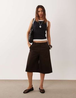 ASOS DESIGN ASOS DESIGN wide leg bermuda shorts in chocolate brown
