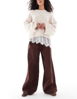 ASOS DESIGN ASOS DESIGN wide leg corduroy sweatpants style pants in brown