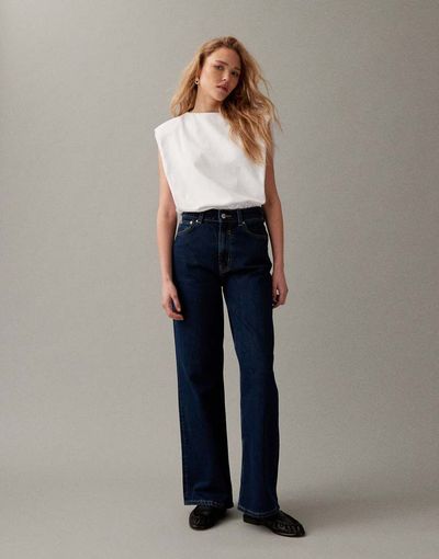 ASOS DESIGN ASOS DESIGN wide leg dad jeans in rinse-Navy