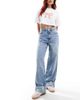 ASOS DESIGN ASOS DESIGN wide leg dad jeans with cuffs in light mid blue - 1