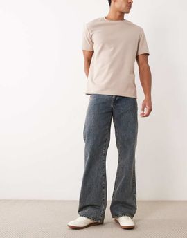 ASOS DESIGN ASOS DESIGN wide leg flare jeans in vintage wash blue-Black