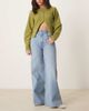 ASOS DESIGN ASOS DESIGN wide leg jean with braided waist in midwash-Blue - 1