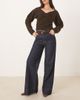 ASOS DESIGN ASOS DESIGN wide leg jeans with crease front and belt in rinse-Navy - 1