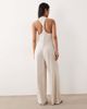 ASOS DESIGN ASOS DESIGN wide leg jumpsuit with twist back in stone-Neutral - 4