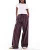 ASOS DESIGN ASOS DESIGN wide leg pants in burgundy stripe-Red - 1