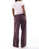 ASOS DESIGN ASOS DESIGN wide leg pants in burgundy stripe-Red - 2
