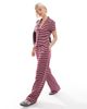 ASOS DESIGN ASOS DESIGN wide leg pants in burgundy stripe - part of a set-pink - 1