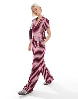ASOS DESIGN ASOS DESIGN wide leg pants in burgundy stripe - part of a set-pink