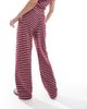 ASOS DESIGN ASOS DESIGN wide leg pants in burgundy stripe - part of a set-pink - 4