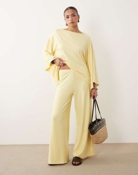 ASOS DESIGN ASOS DESIGN wide leg pants in buttermilk yellow - part of a set