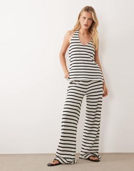 ASOS DESIGN ASOS DESIGN wide leg pants in mono stripes - part of a set-Multi