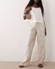 ASOS DESIGN ASOS DESIGN wide leg pants with pleat detail in linen blend in natural stripes-Neutral - 1