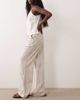 ASOS DESIGN ASOS DESIGN wide leg pants with pleat detail in linen blend in natural stripes-Neutral - 2